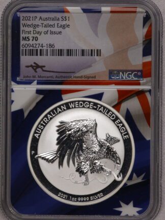 2021P Australia $1 Wedge-Tailed Eagle FDOI NGC MS70