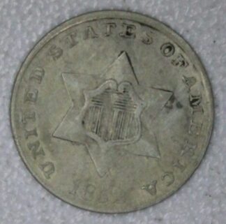1852 Three Cent Silver Trime Fine Cleaned