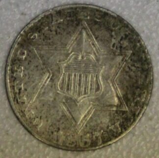 1857 Three Cent Silver Trime Very Fine Cleaned