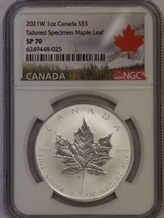 2021 W Tailored Specimen Silver $5 Maple Leaf Modified SP70 PCGS