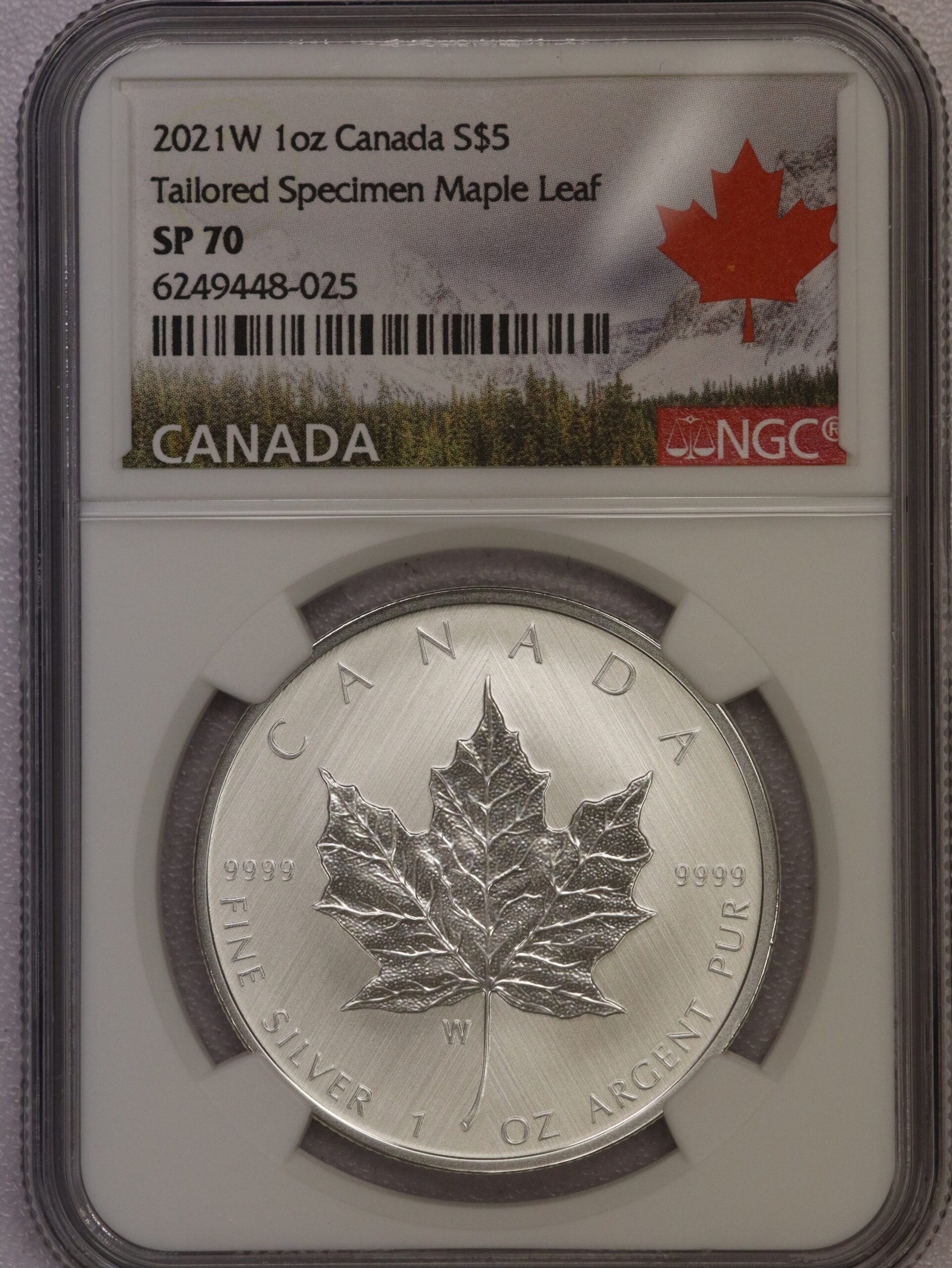 2021 W Tailored Specimen Silver $5 Maple Leaf Modified SP70 PCGS