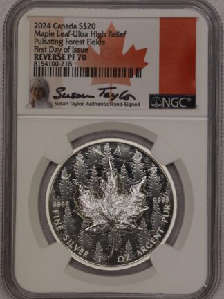 2024 Silver $20 PULSATING Maple Leaf Rev PF70 NGC