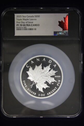 2025 Canada 56 Oz Silver Triple Maple Leaves NGC FDOI PF 70 UCAM