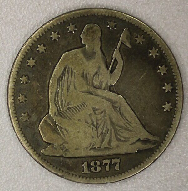 AUCTION- 1877 Seated Liberty Half Dollar G-VG