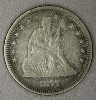 AUCTION-   1877 Seated Liberty Quarter Circulated