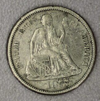 AUCTION-   1877-CC Seated Liberty Dime Cleaned & Circulated
