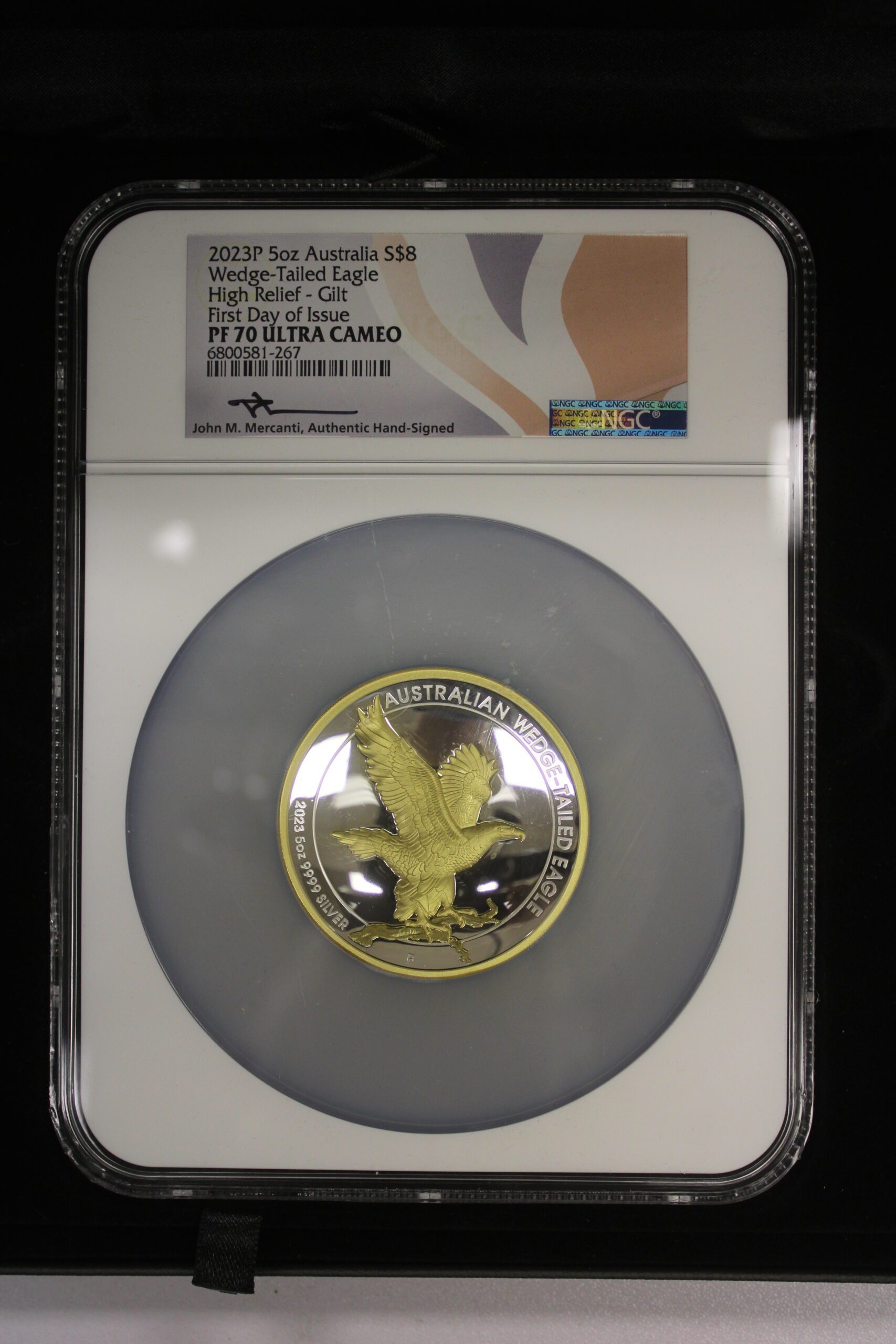 2023 5 oz Australia $8 Wedge-Tailed Eagle High Relief-Gilt FDOI NGC PF70 UC