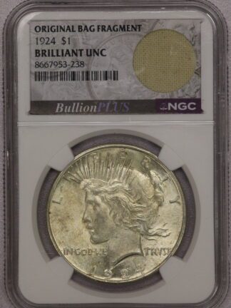 1924 Peace Dollar NGC BU Original Bag Fragment