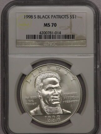 1998 S $1 Dollar 90% Silver Black Patriots MS70 NGC