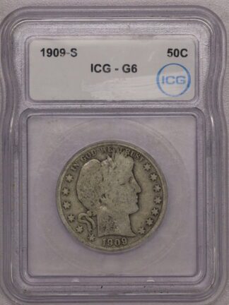 Auction - 1909-S Barber Half Dollar ICG G6