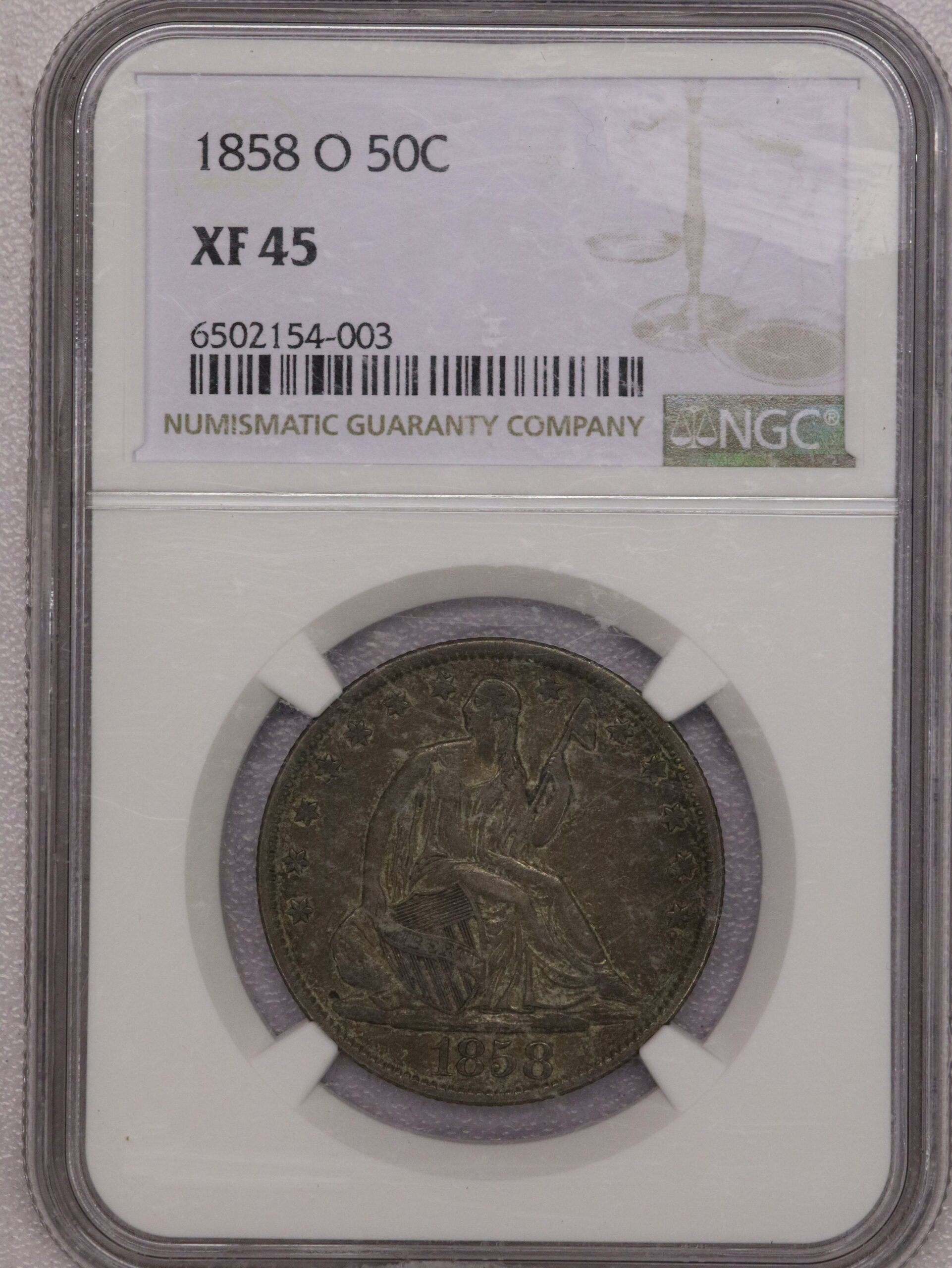 1858-O Seated Liberty NGC XF45