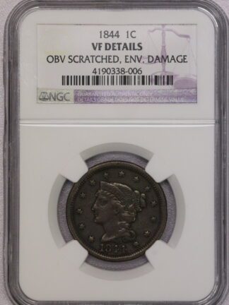 Auction-1844 Large Cent NGC VF Details Environmentally Damaged