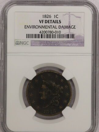 Auction-1826 Large Cent NGC VF Details Environmentally Damaged
