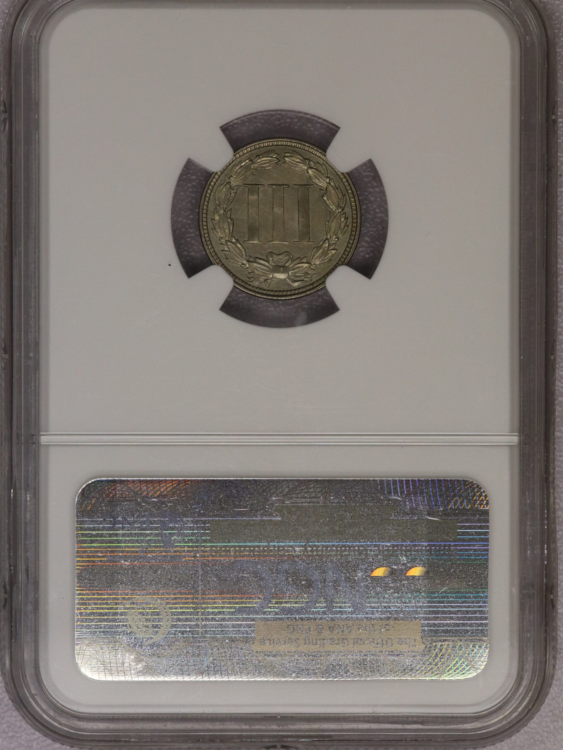 Auction-1865 3 Cent NGC Unc Details Improperly Cleaned - Image 2