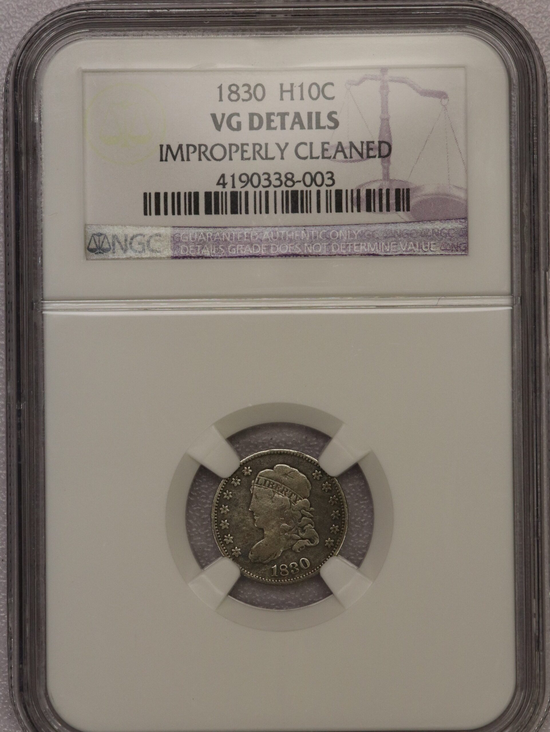 Auction-1830 Half Dime NGC VG Details Improperly Cleaned