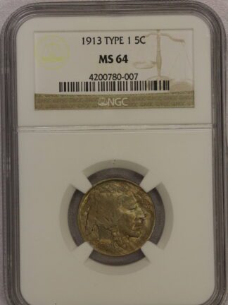 1913 Type 1 Buffalo Nickel NGC MS64