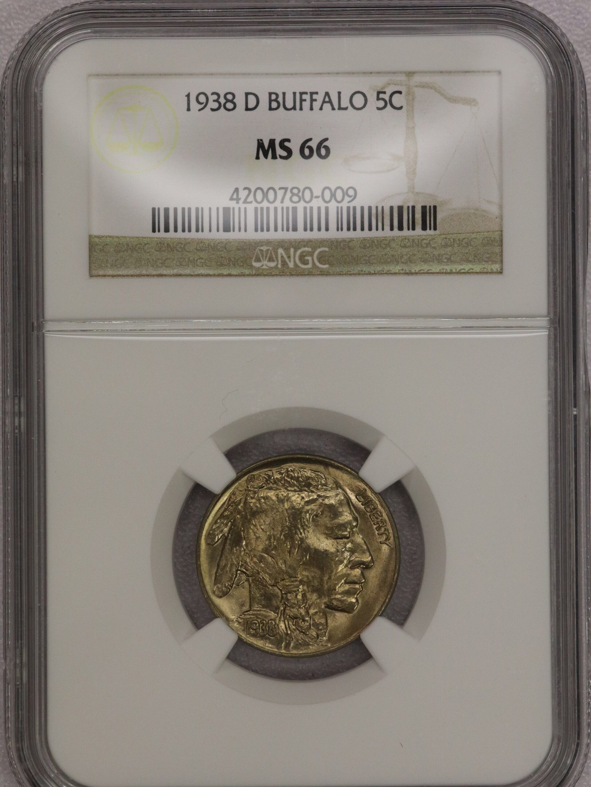 1938-D Buffalo Nickel NGC MS66