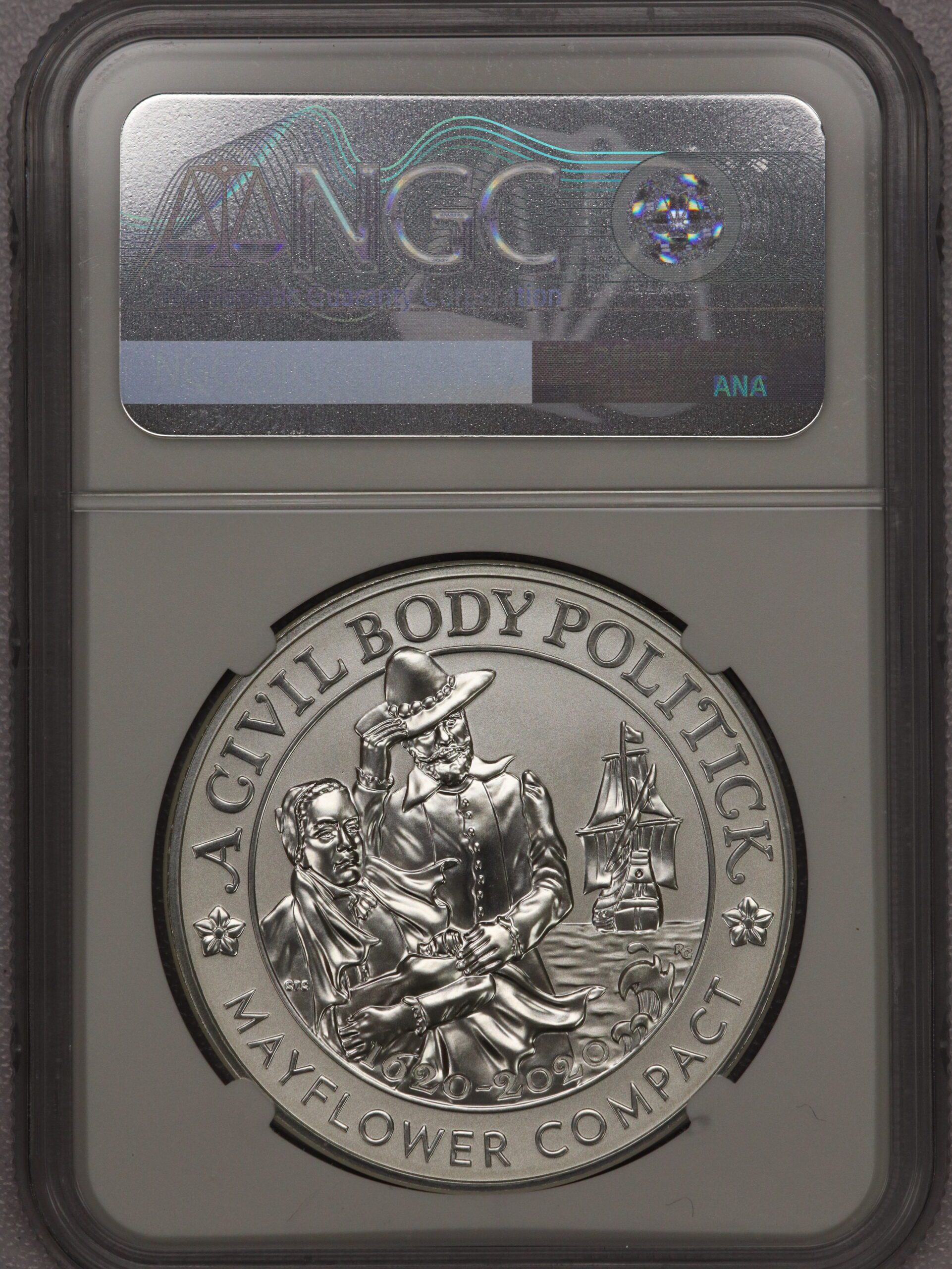 2020 Silver Medal Mayflower Voyage 400th Anniv NGC Reverse PF70 - Image 2