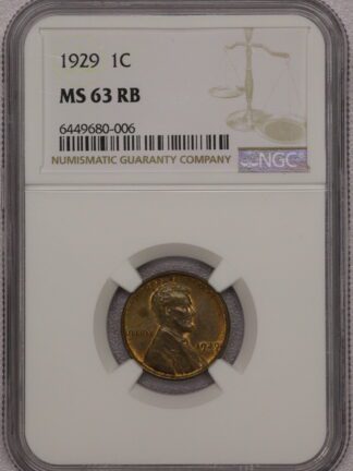 1929 Lincoln Cent NGC MS63 RB