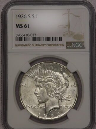 1926-S Peace Dollar NGC MS61