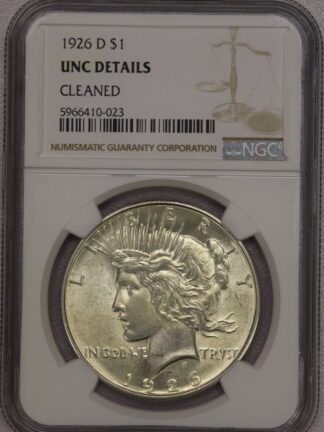 Auction-1926-D Peace Dollar NGC Unc Details Cleaned
