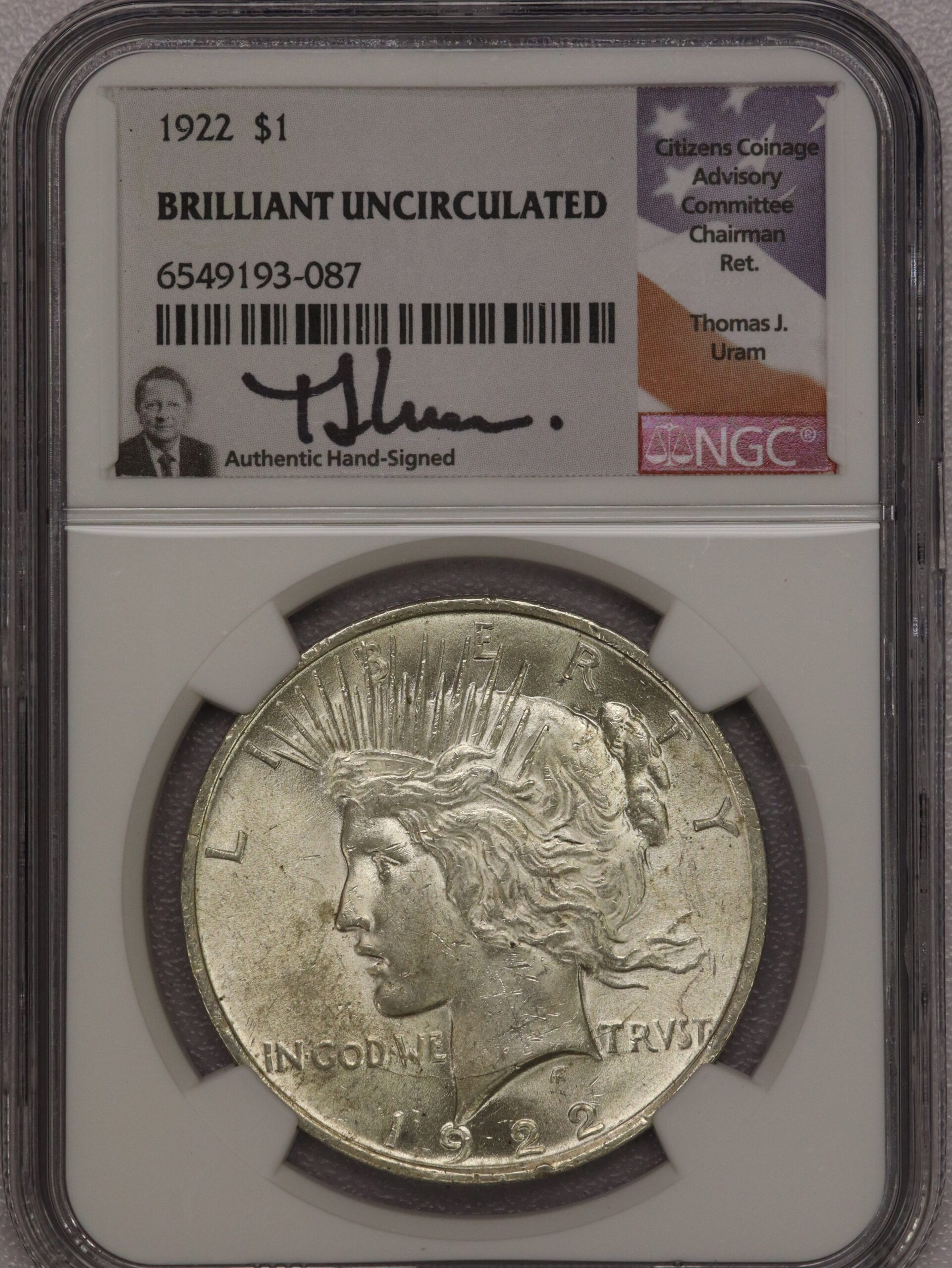 1922 Peace Dollar NGC BU