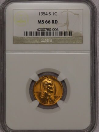 1954-S Lincoln Cent NGC MS66 RD