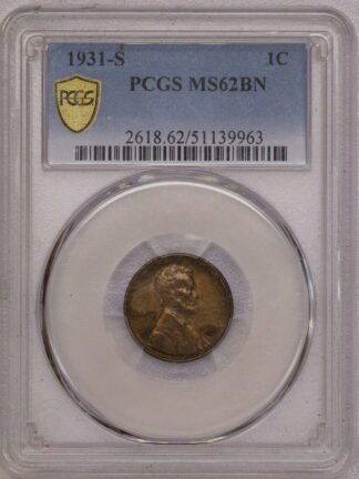 1931 S Lincoln Wheat Cent PCGS MS62 BN