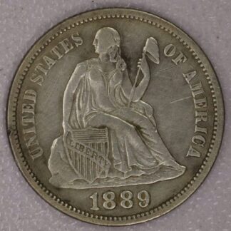 1889 Seated Liberty Dime Typical EF Cleaned