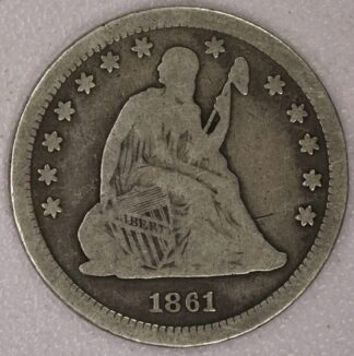1861 Seated Liberty Quarter Very Good
