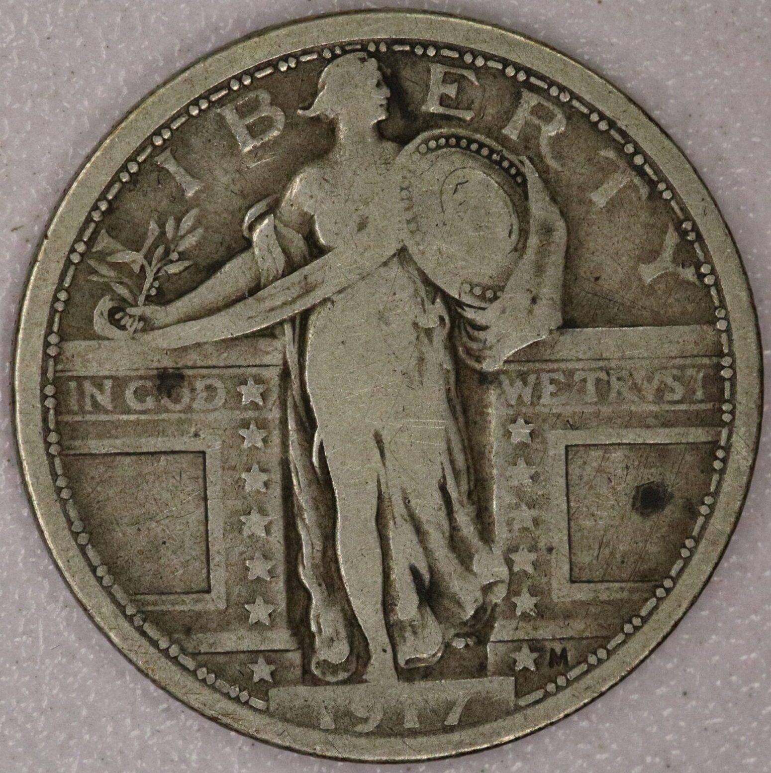 1917 Type 1 Standing Liberty Quarter Fine