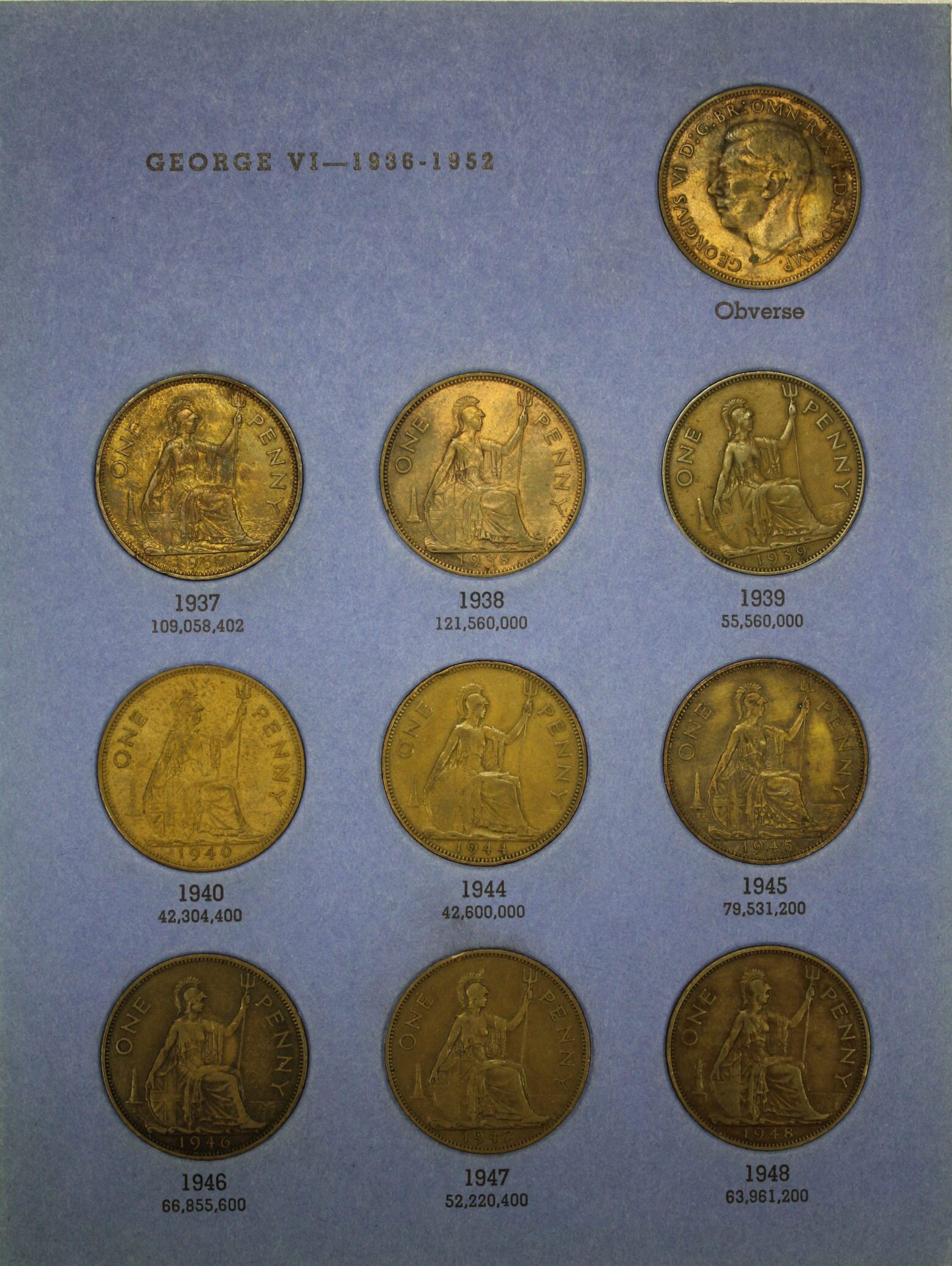 1930 to 1962 Great Britain Pennies Collection #4 Complete 24 Different Coins in a Whitman Folder - Image 3