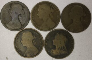 1860-1901 Great Britain Victoria Large Pennies Five Different Dates