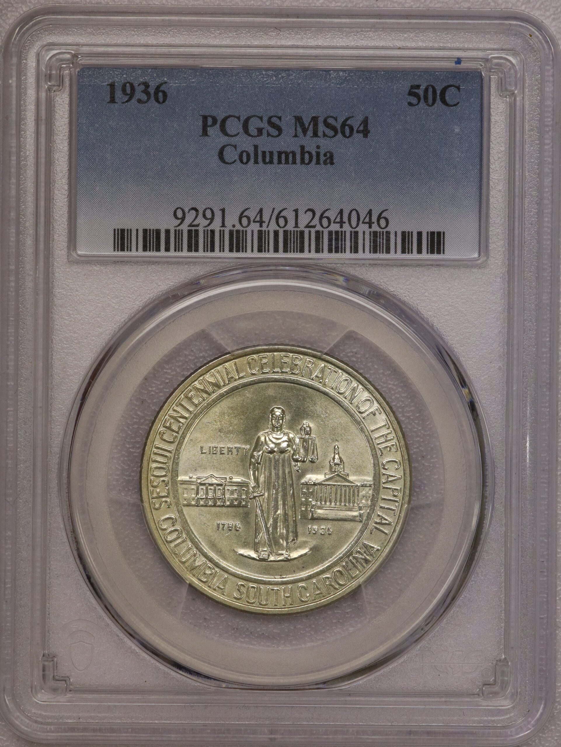 1936 Columbia Commemorative Half Dollar PCGS MS64