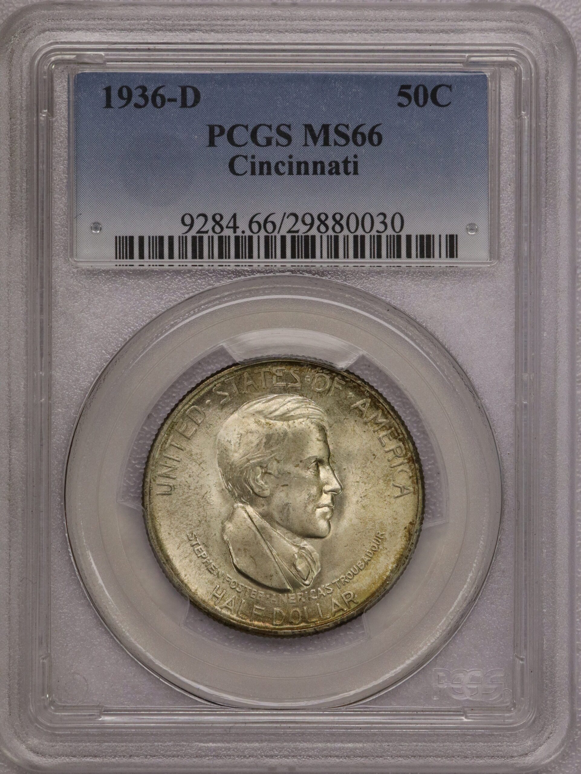 1936-D Cincinnati Commemorative Half Dollar PCGS MS66