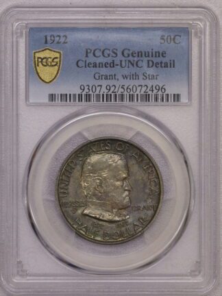 1922 Grant Commemorative Half Dollar With Star PCGS Cleaned UNC Details