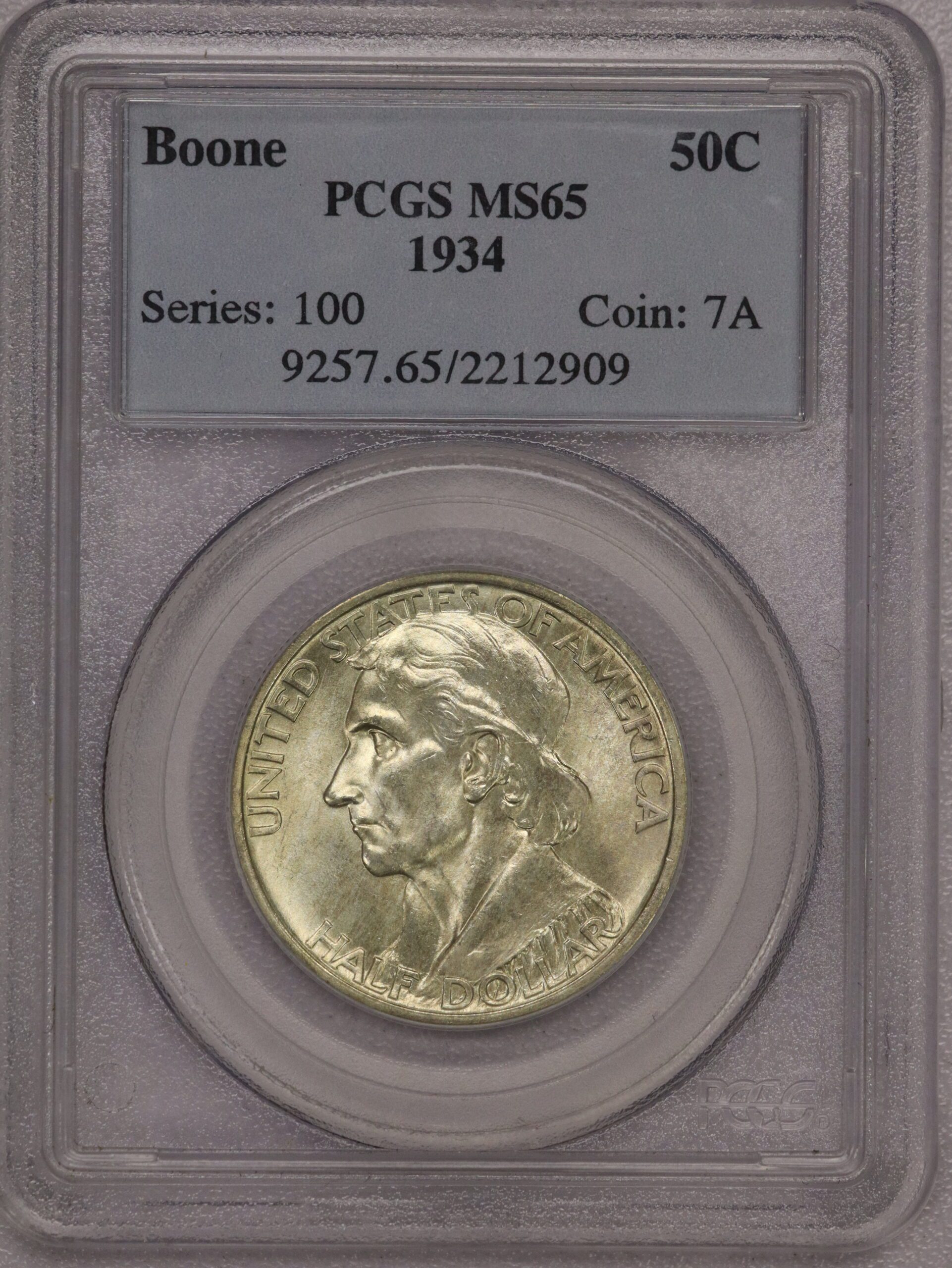 1934 Boone Commemorative Half Dollar PCGS MS65