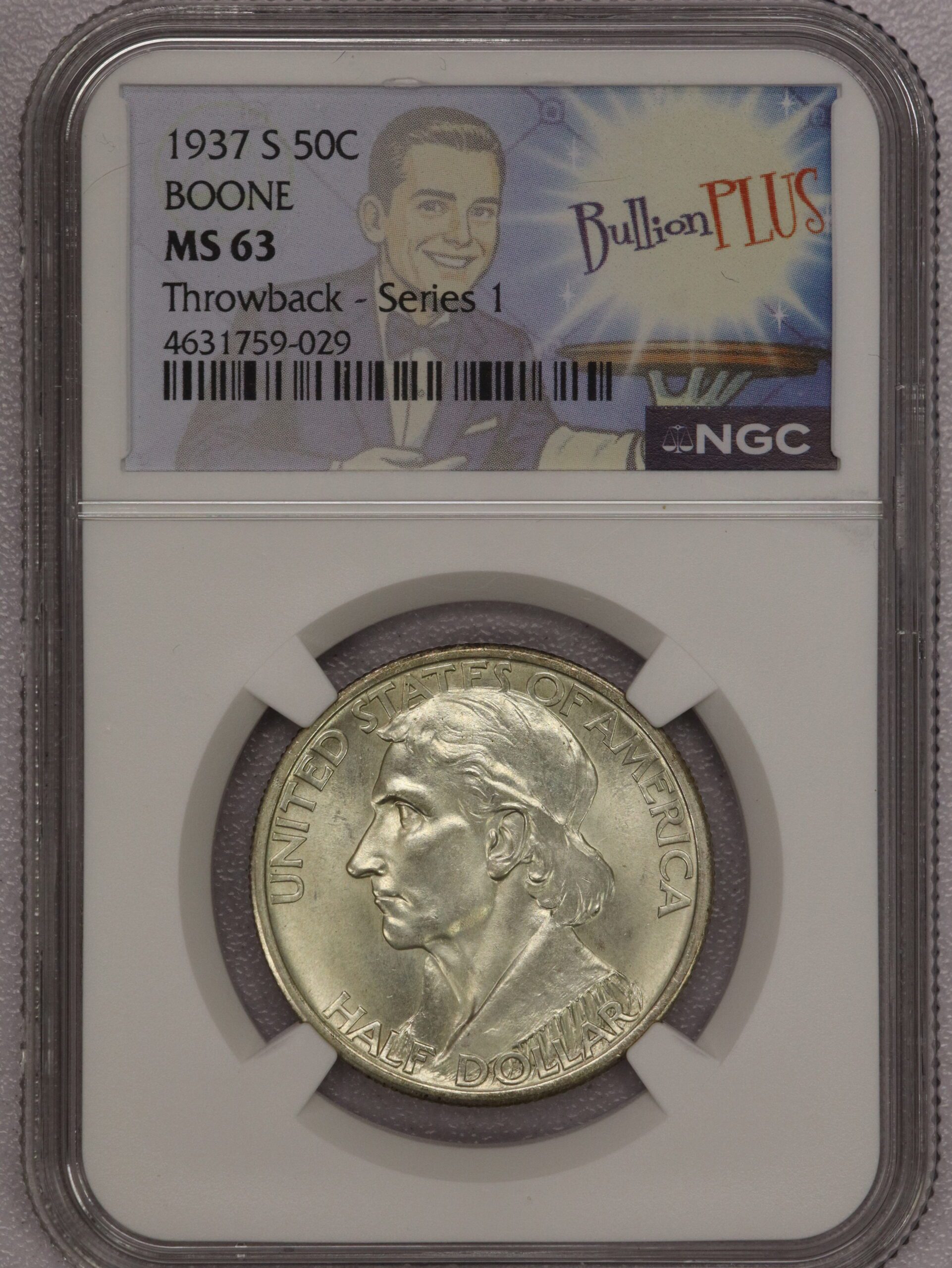 1937-S Boone Commemorative Half Dollar NGC MS63