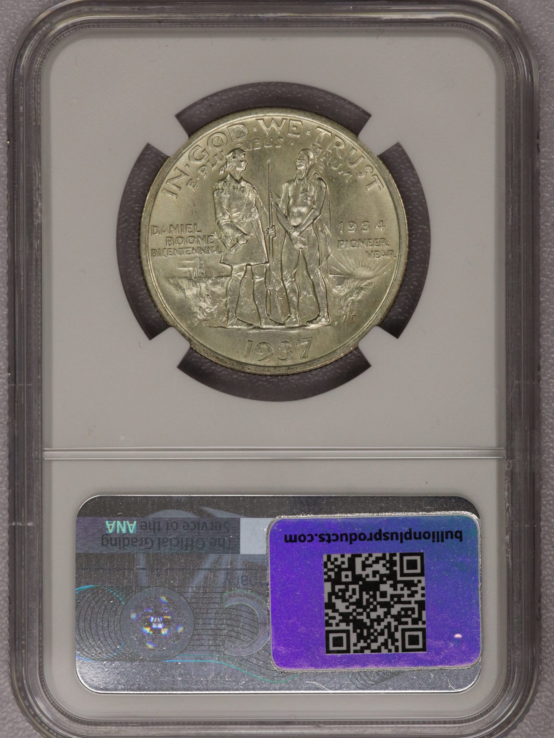 1937-S Boone Commemorative Half Dollar NGC MS63 - Image 2