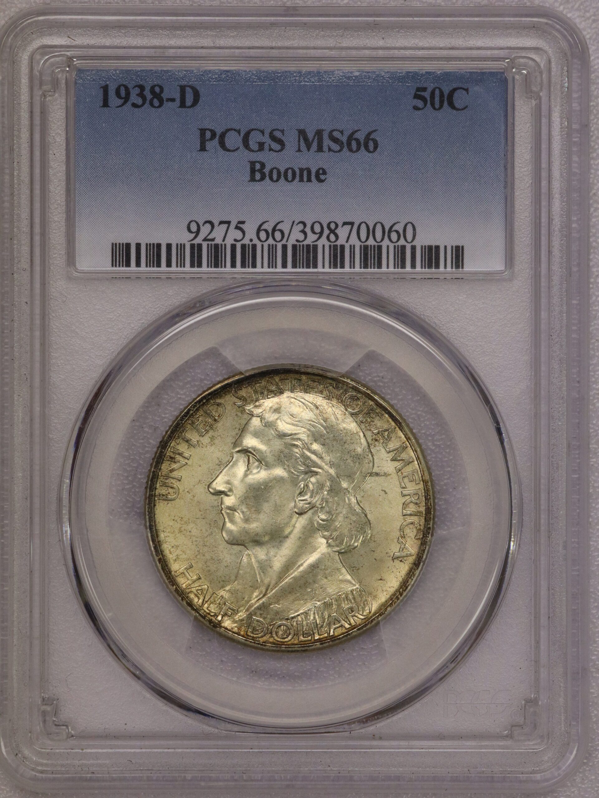 1938-D Boone Commemorative Half Dollar PCGS MS66