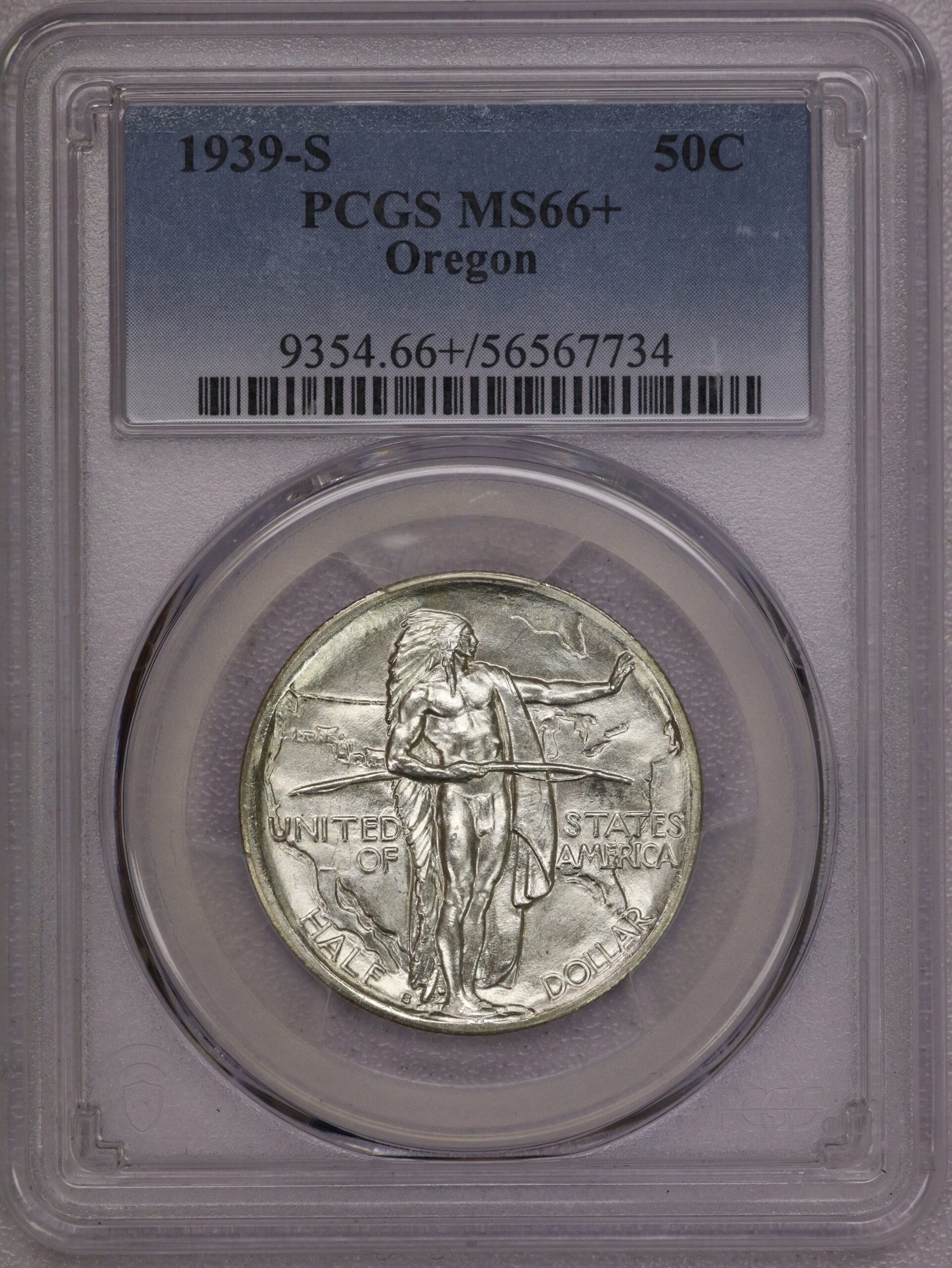 1939-S Oregon Commemorative Half Dollar PCGS MS66+