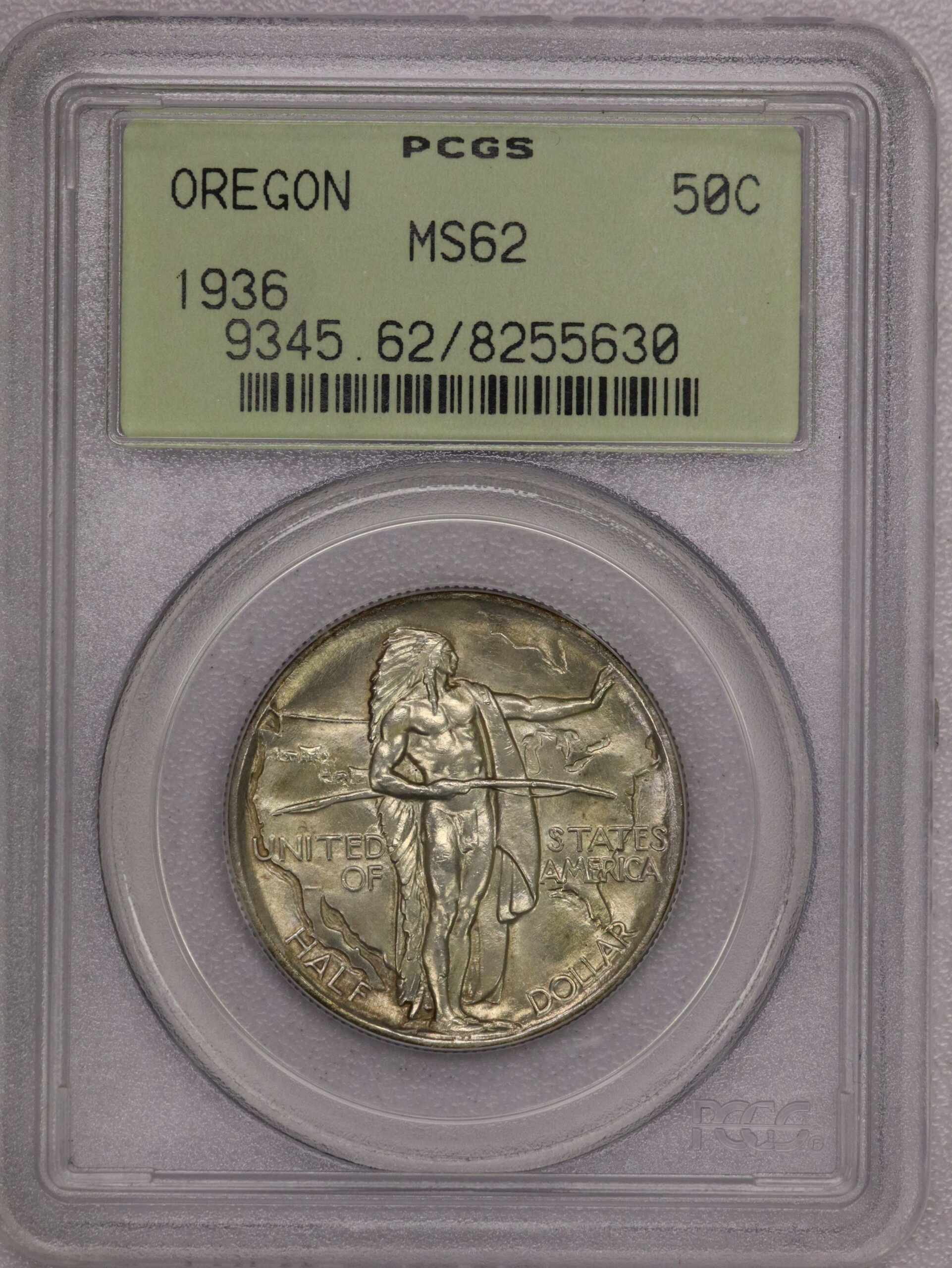 1936 Oregon Commemorative Half Dollar PCGS MS62