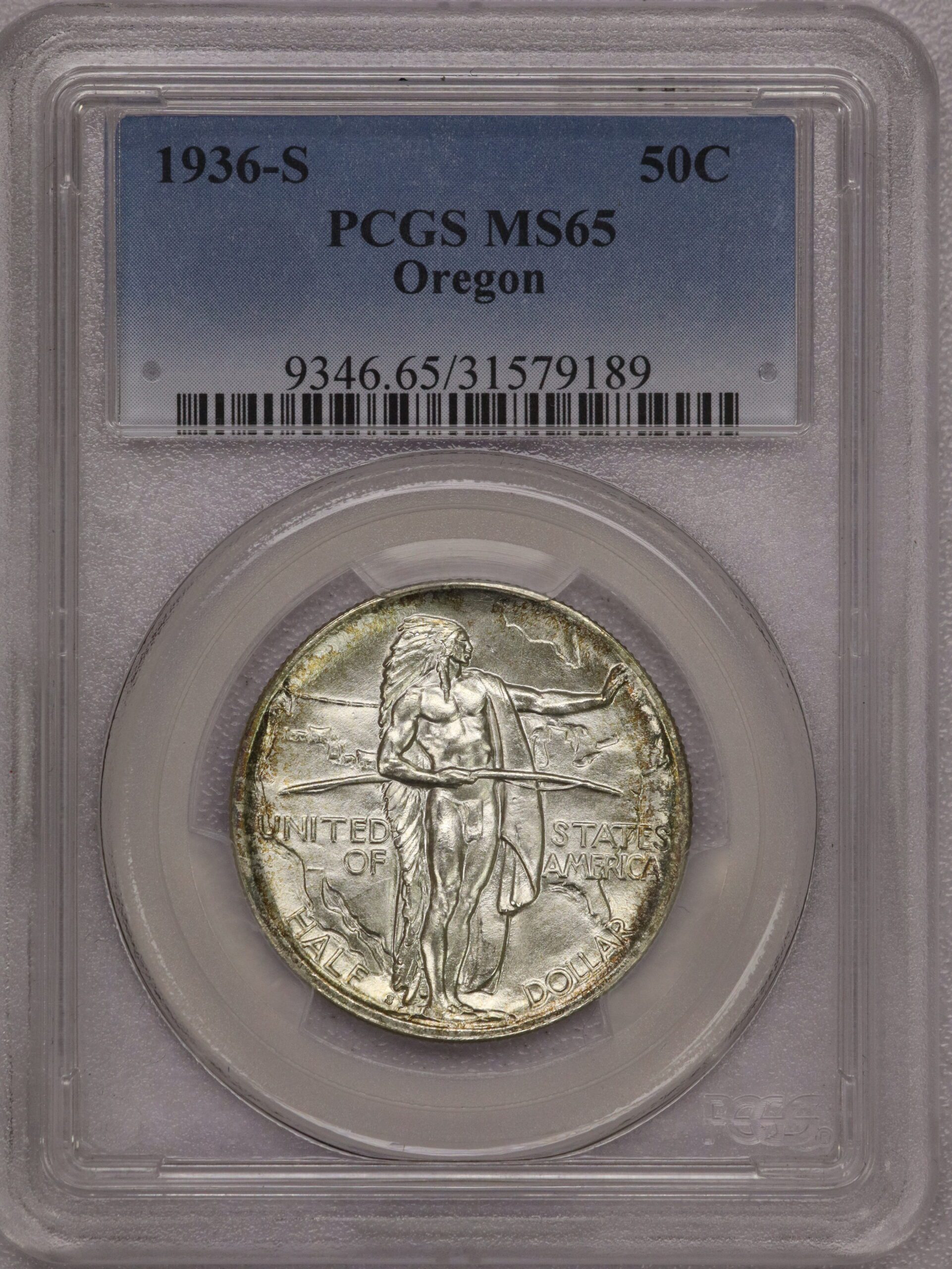 1936-S Oregon Commemorative Half Dollar PCGS MS65