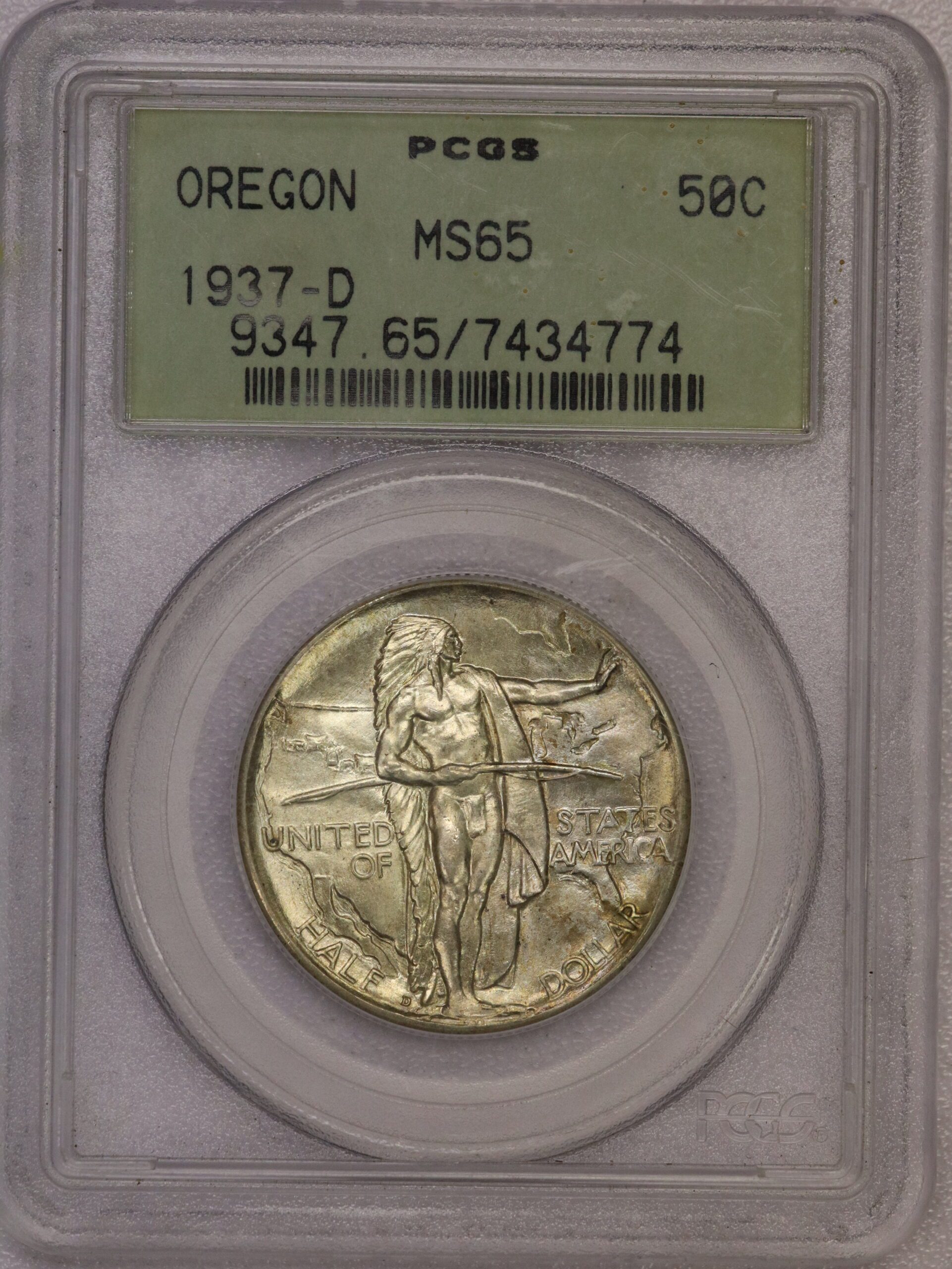 1937-D Oregon Commemorative Half Dollar PCGS MS65