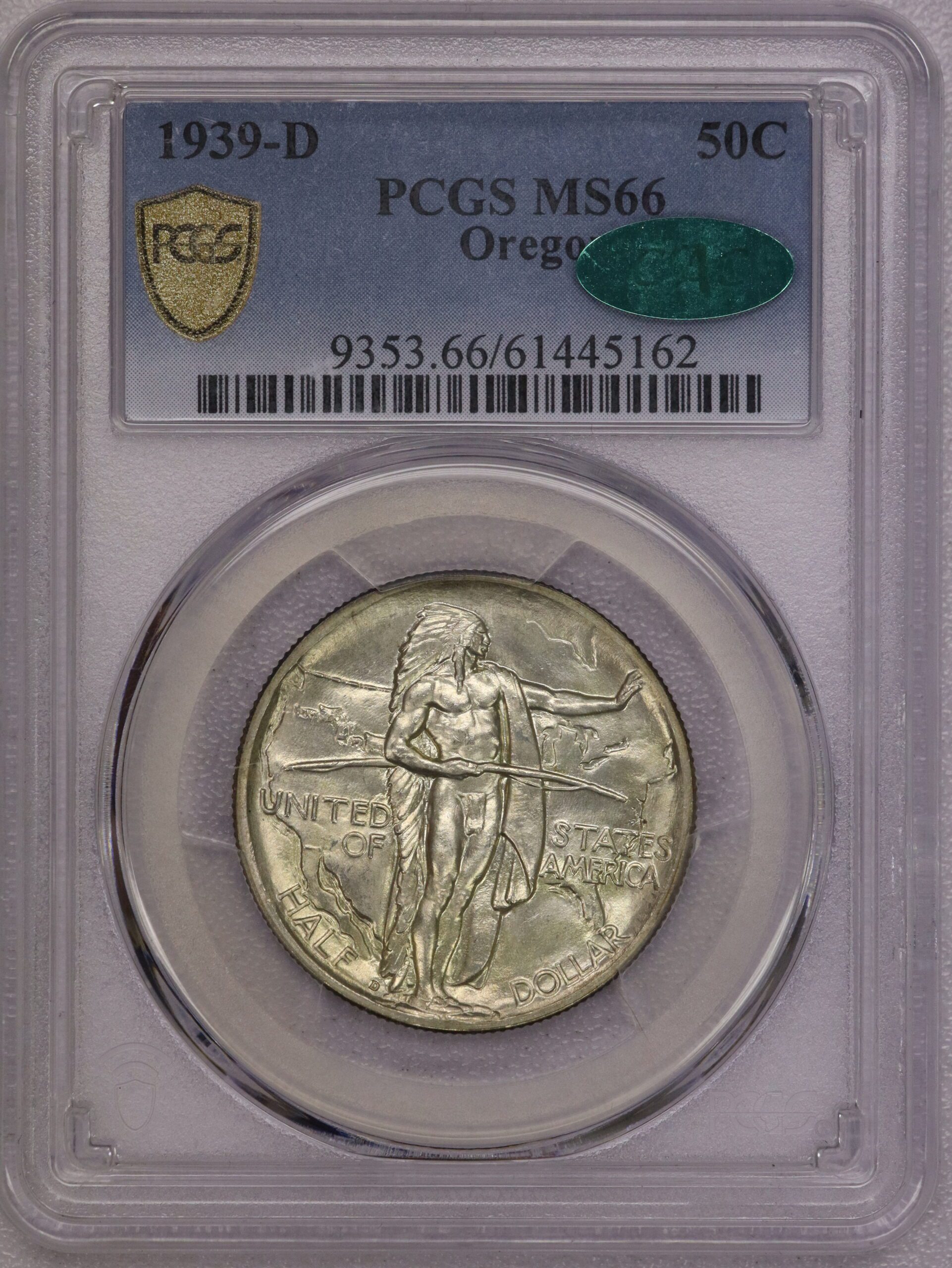 1939-D Oregon Commemorative Half Dollar PCGS MS66 CAC