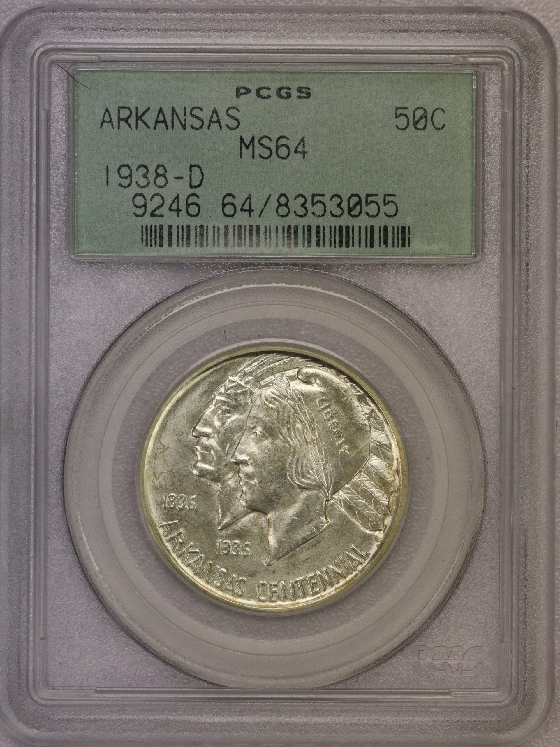 1938-D Arkansas Commemorative Half Dollar PCGS MS64