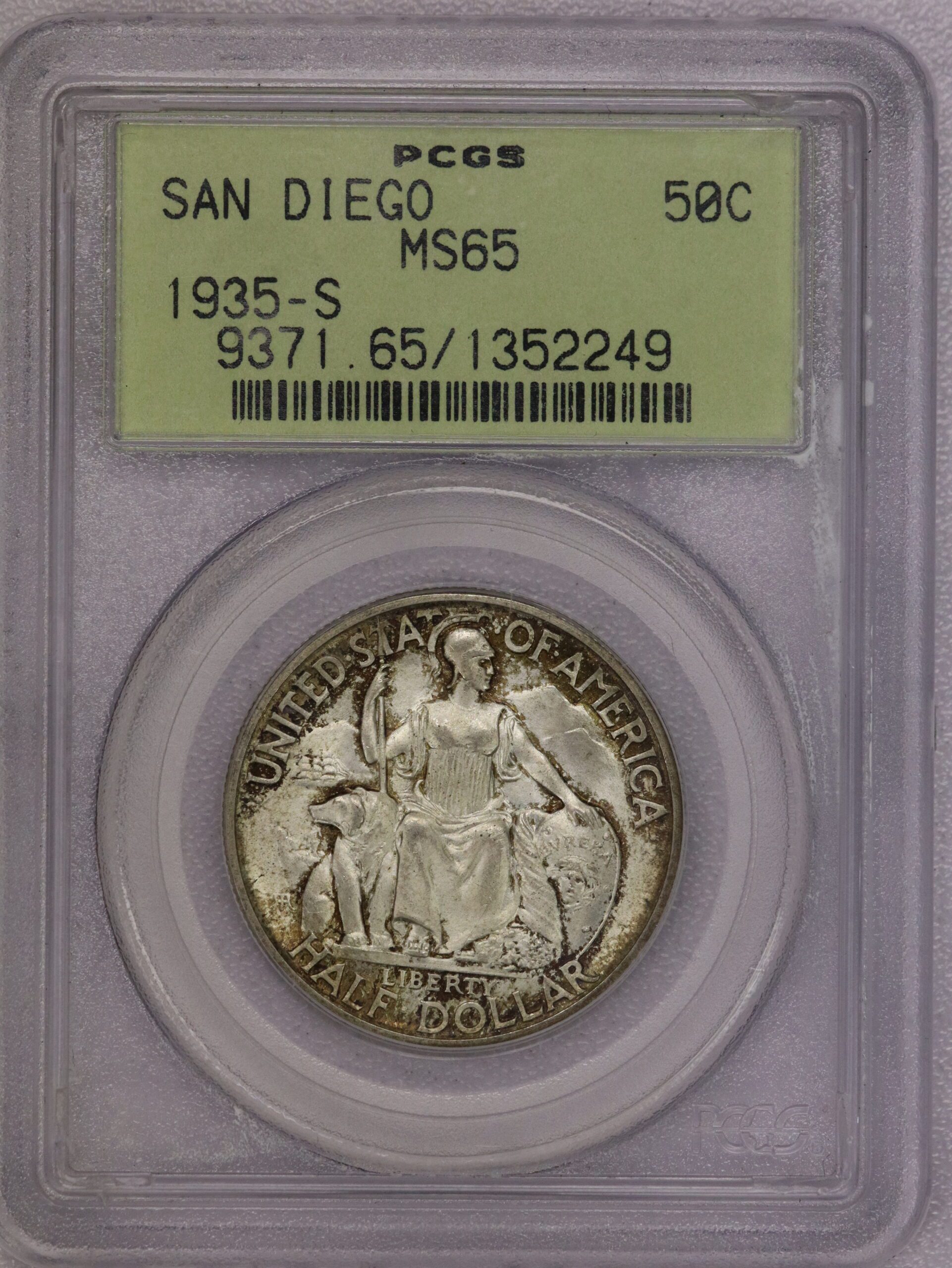 1935-S San Diego Commemorative Half Dollar PCGS MS65