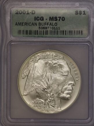 AUCTION-   2001-D American Buffalo Silver Dollar IGC MS70