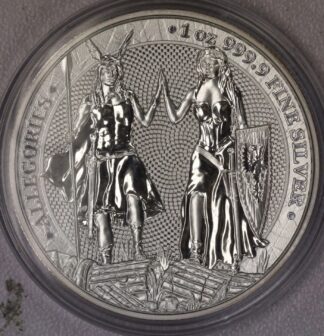 AUCTION-   2023 German 5 Marks Allegories Galia & Germania One Ounce .9999 Silver