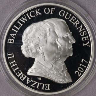 2017 Guernsey 5 Pounds Platinum Wedding Anniversary Silver Proof